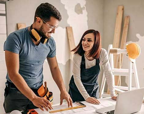 Couple renovating house.