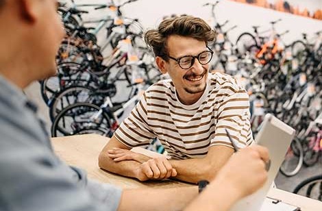 Man in bike shop.