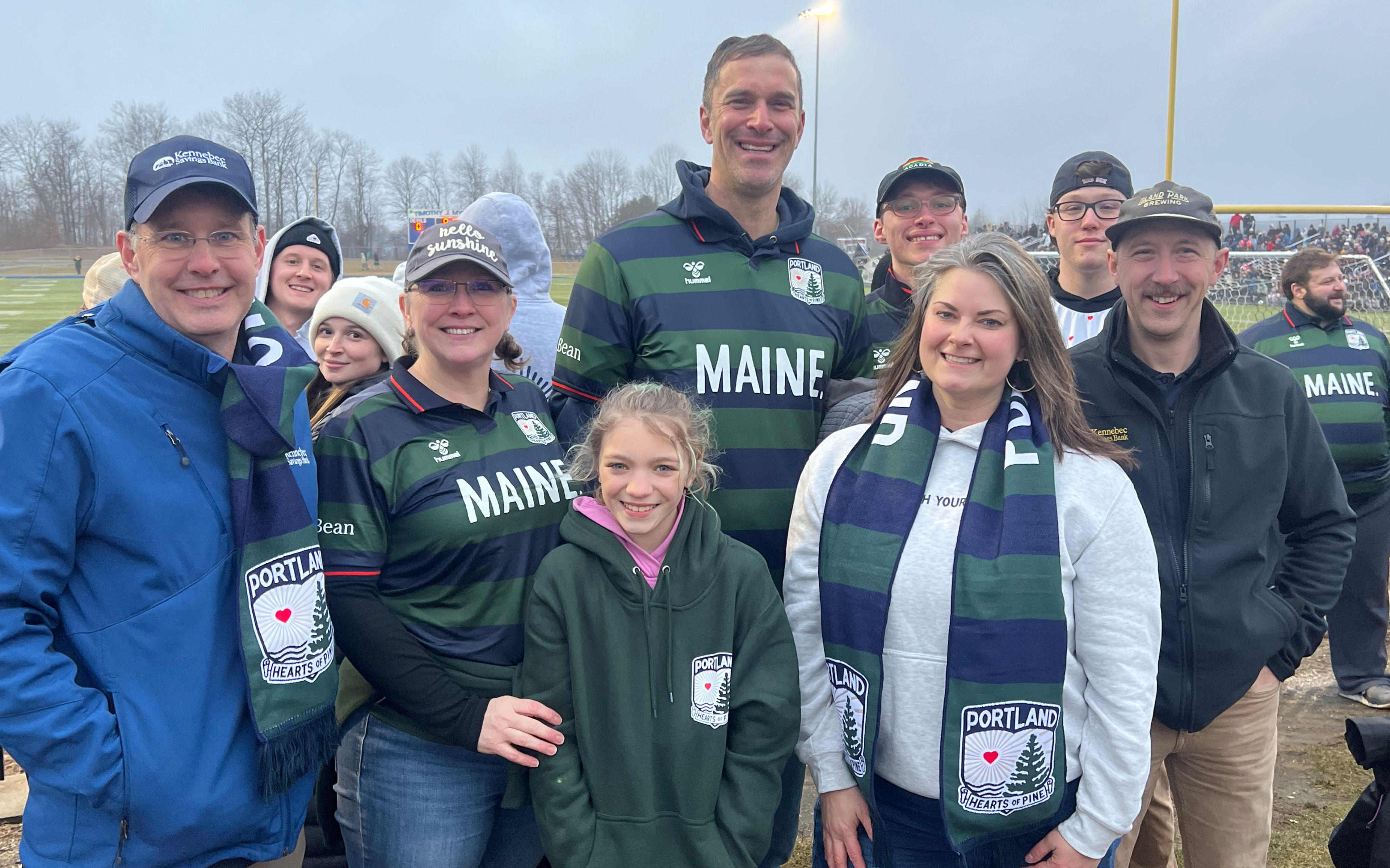 Kennebec Savings Bank Team Members Attend Maine's Hearts of Pine soccer game in Lewiston, Maine. 