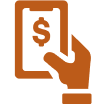 Mobile money on phone icon