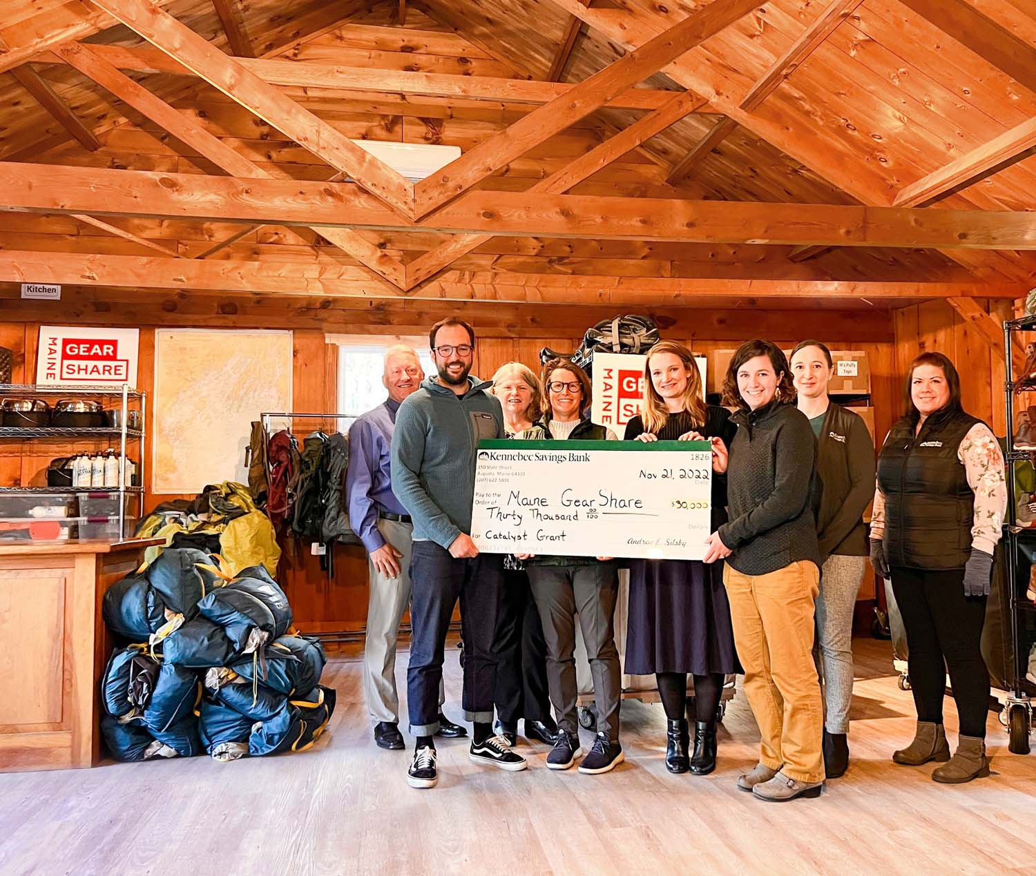 KSB Catalyst Grant check presentation to Maine GearShare
